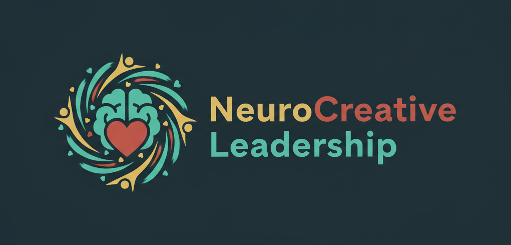 NeuroCreative Leadership logo — brain and heart surrounded by swirling human figures