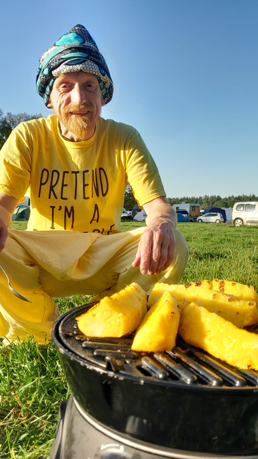 Rory grilling pineapple at a festival